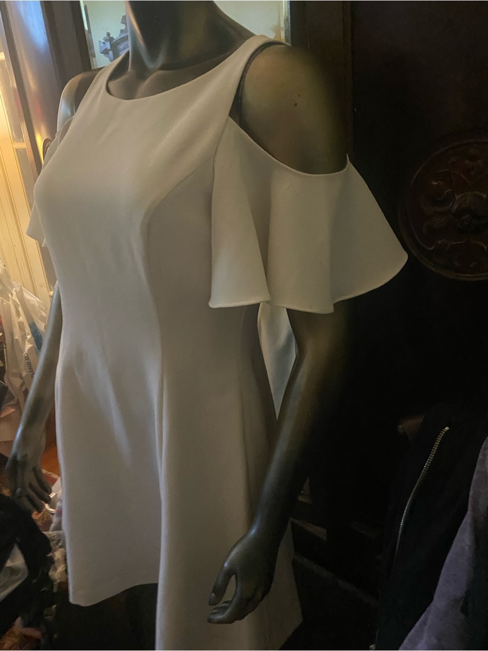 NWOT Eliza J Cream Cold-Shoulder Mini Dress - Picture 3 of 5